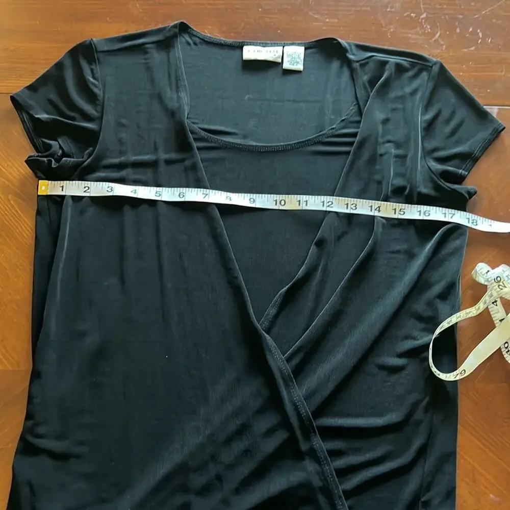 Chico’s Travelers 1  Black Layered Look Slinky Knit Top Blouse Woman Size 8
